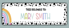 Rainbow Spotted Border Name Stickers - this belongs to option