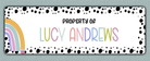 Rainbow Spotted Border Name Stickers - property of option