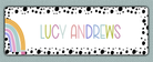 Rainbow Spotted Border Name Stickers - no text on top option