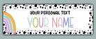 Rainbow Spotted Border Name Stickers - your own text option