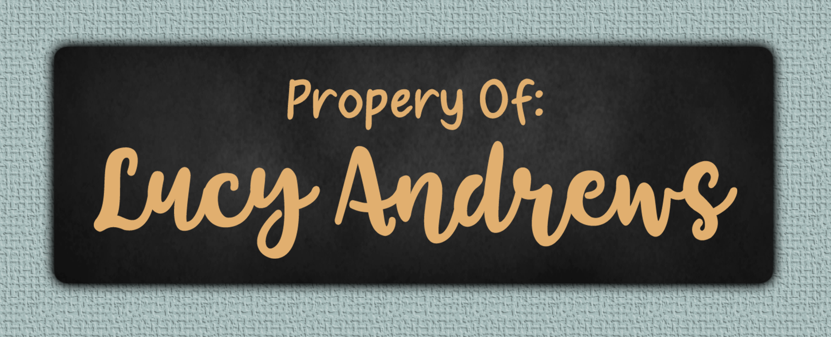 Orange Chalkboard Name Stickers - Property Of sticker