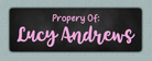 Pink Chalkboard Name Stickers - Property Of sticker