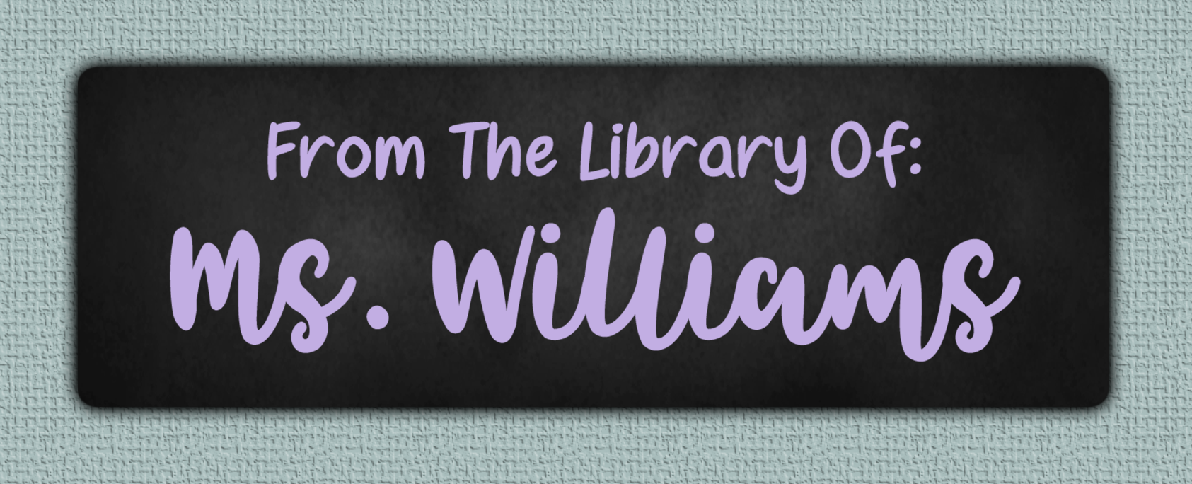 Purple Chalkboard Name Stickers - From The Library Of sticker