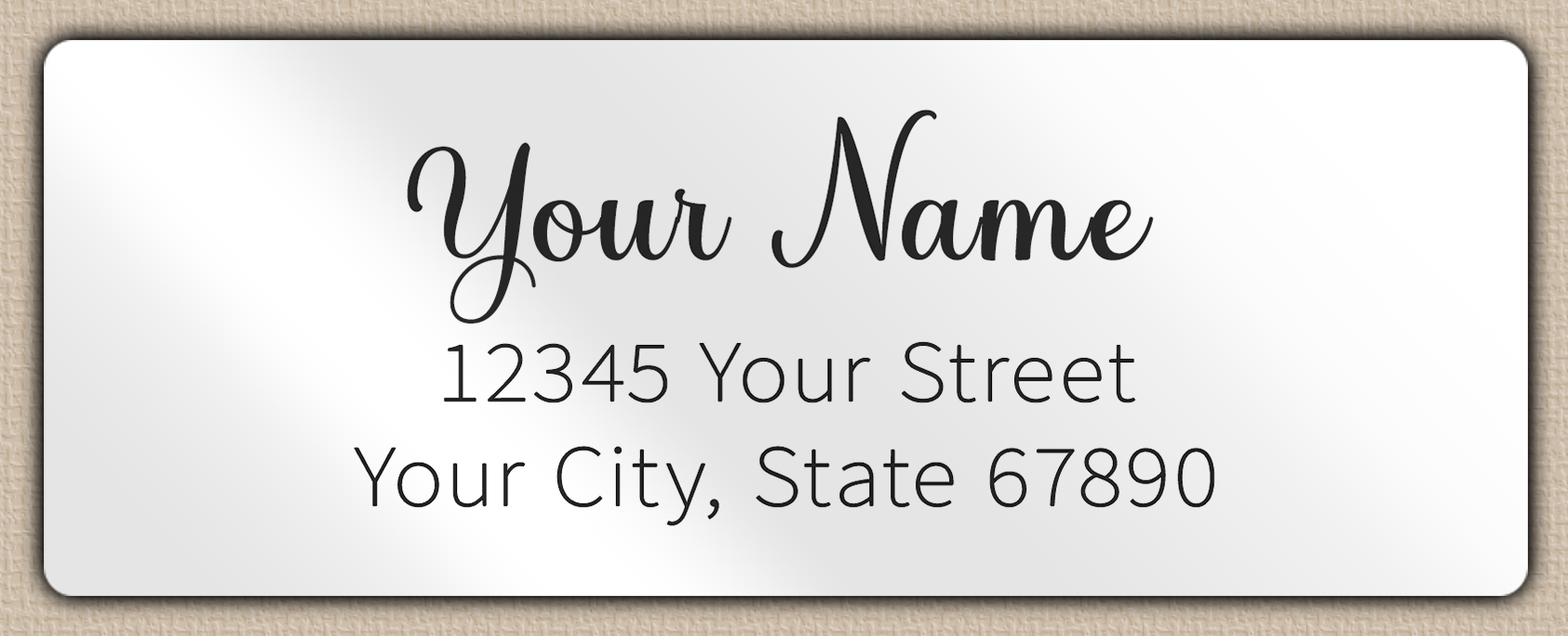 White Glossy Charming Cursive Script Return Address Labels
