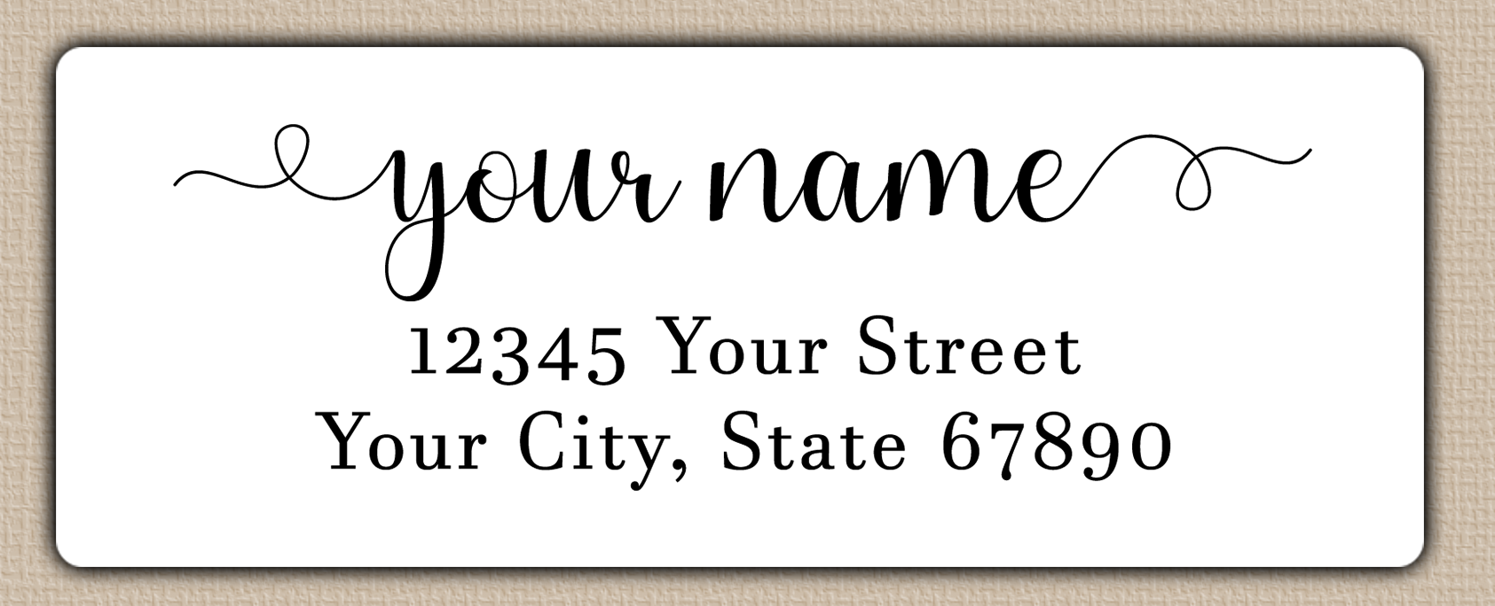 White Bold Flourish Script Return Address Labels