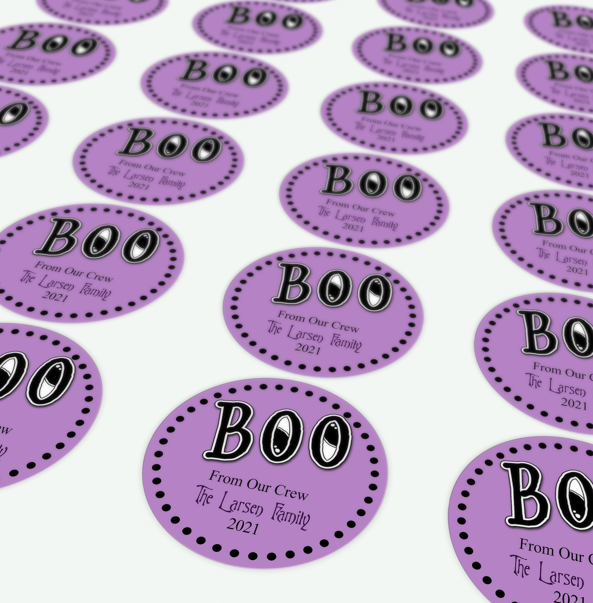 Sheet of BOO Halloween stickers