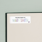 Lined Paper Name Stickers on beige inside cover of book