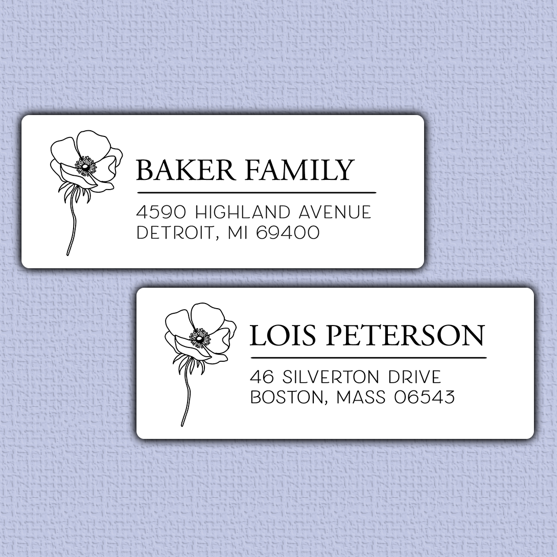Poppy Line Art Return Address Labels