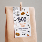 Bat Halloween Hang Tag with square corners on brown paper bag